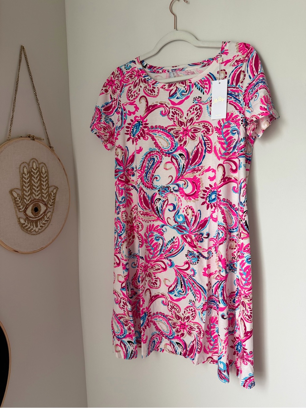 Lilly Pulitzer Pink Paisley Short Sleeve cotton mini Dress